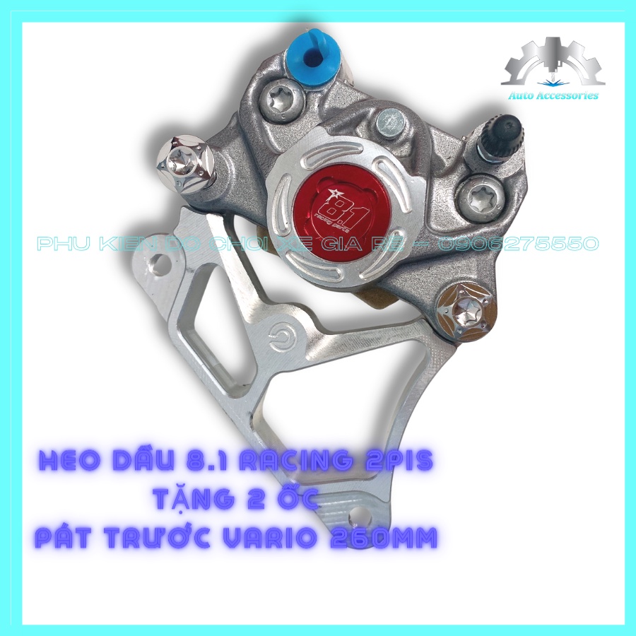 TẶNG 2 ỐC SALAYA Combo xe VARIO gồm Heo Dầu Trước 8.1 Racing 2piston đối xứng + Kèm Pát CNC đi đĩa size 260mm