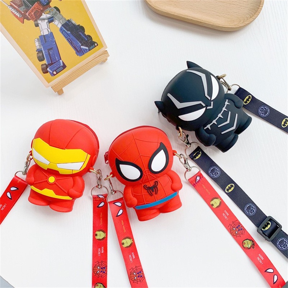 ✫✫✫ 1 Túi Đeo Chéo Hình Người Nhện Hoạt Hình Bằng Silicon Phong Cách Phương Tây Dễ Thương Cho Bé