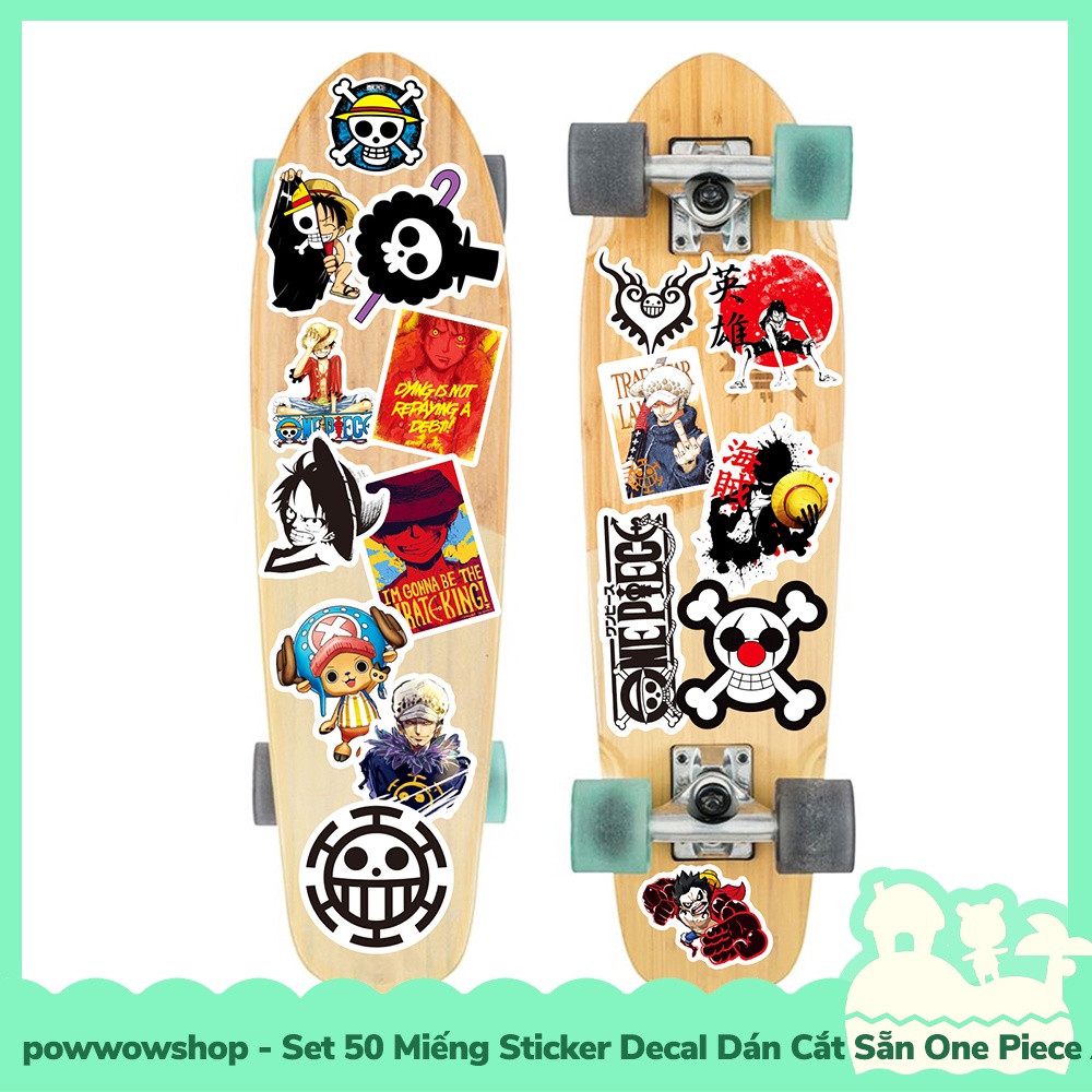 [Sẵn VN - Hỏa Tốc] Set 50 Miếng Sticker Decal Cắt Sẵn DIY Dán Trang Trí Vật Dụng Mẫu One Piece Anime Manga Fired