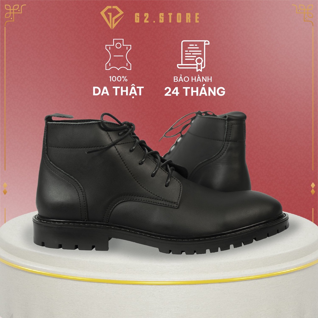 Giày da nam buộc dây tăng chiều cao, đế cao su đúc nguyên khối 6 cm, làm từ da bò thật nhập khẩu nguyên tấm | G2 STORE