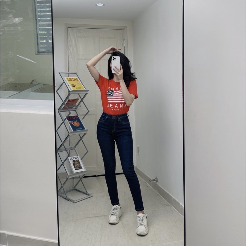 Quần jeans skinny dài 93cm trơn