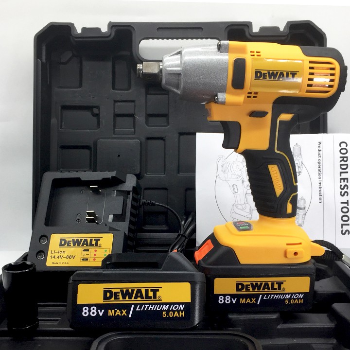 MÁY SIẾT BULONG DEWALT 88V - TẶNG 5 ĐẦU KHẨU - KHÔNG CHỔI THAN, PIN 10 CELL - MÁY BẮT VÍT DEWALT 88V - MÁY BULONG DEWALT