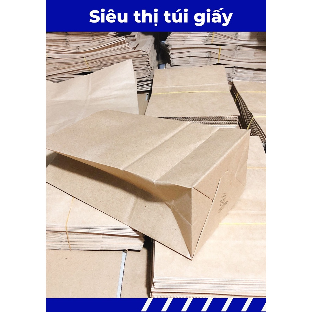 COMBO 50 CHIẾC TÚI GIẤY KRAFT S13: 13.5x8x22cm KHÔNG QUAI ( ẢNH THẬT)