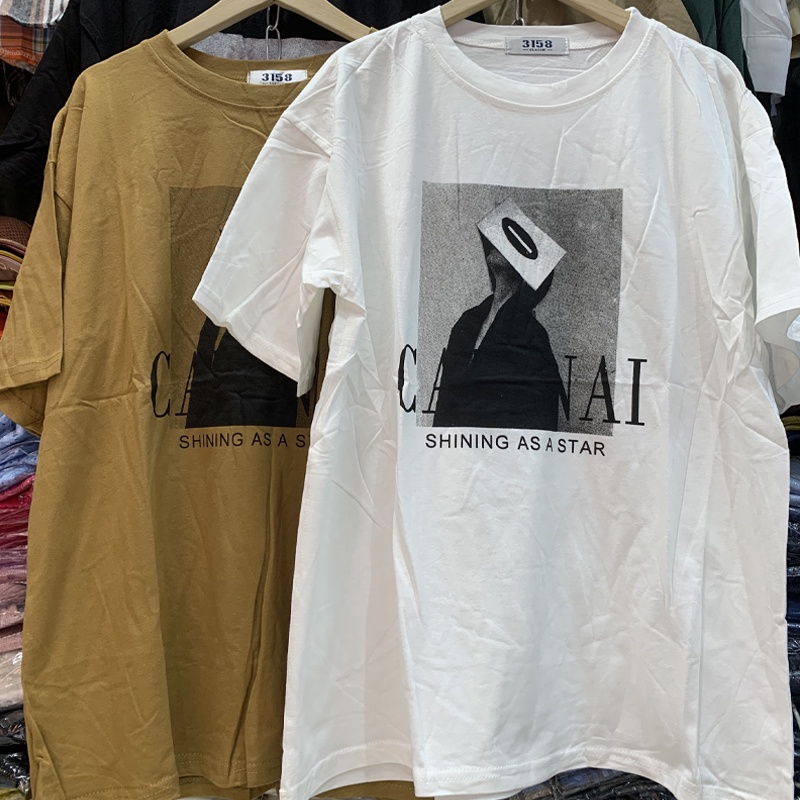 Áo thun nữ 3158 in hình form rộng tay lỡ chất cotton hàng Quảng Châu ANDOSA AT18