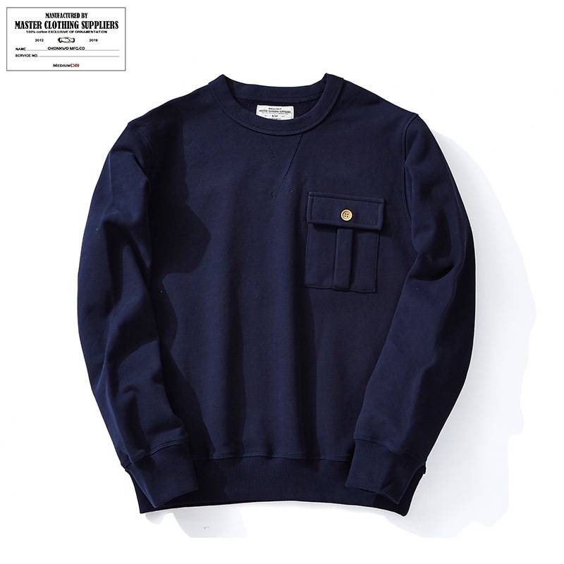 OKONKWO Áo len cổ tròn cổ tròn có túi đáy Aomei