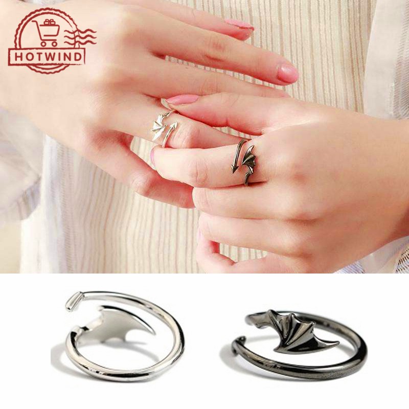 Nhẫn đeo tay kim loại tạo hình cánh độc đáo lãng mạn cho cặp đôi