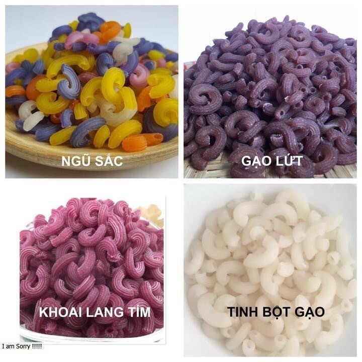 Nui ngũ sắc từ rau củ quả gồm khoai lang tím/chùm ngây /đậu biếc/gạo lứt siêu ngon đặc biệt gói 500g