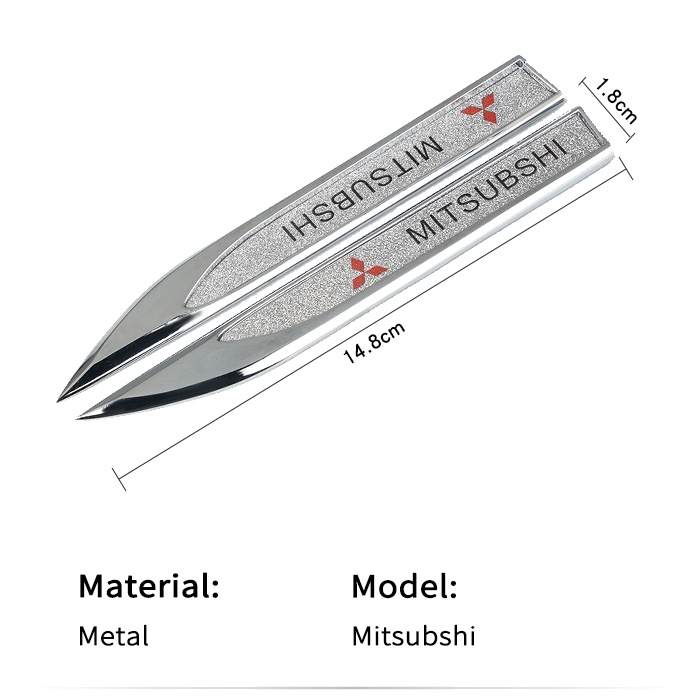 2 Miếng Dán Kim Loại Trang Trí Xe Hơi Mitsubishi Xpander Mirage Lancer Pajero Kuda Outlander