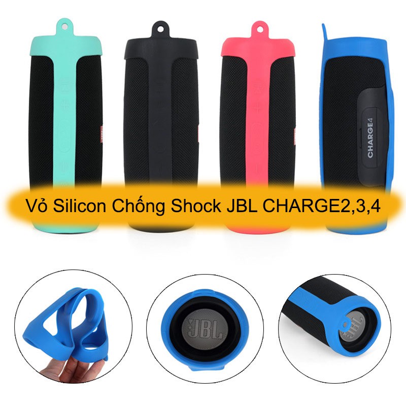 Vỏ Silicon Chống Shock Cho Loa Bluetooth JBL CHARGE2,3,4 Có Móc Treo - JBL Charge 2,3,4 Silicon cover