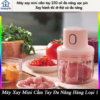 Máy xay mini cầm tay 250 ml đa năng sạc pin xay tỏi ớt xay hành hàng loại 1 màu hồng