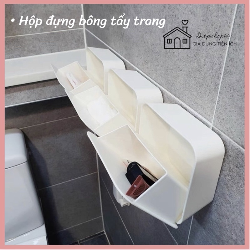 Hộp đựng bông tẩy trang -treo tường FREESHIPHộp đựng tăm bông tiện dụng treo nhà tắm / nhà bếp / văn phòng QC806