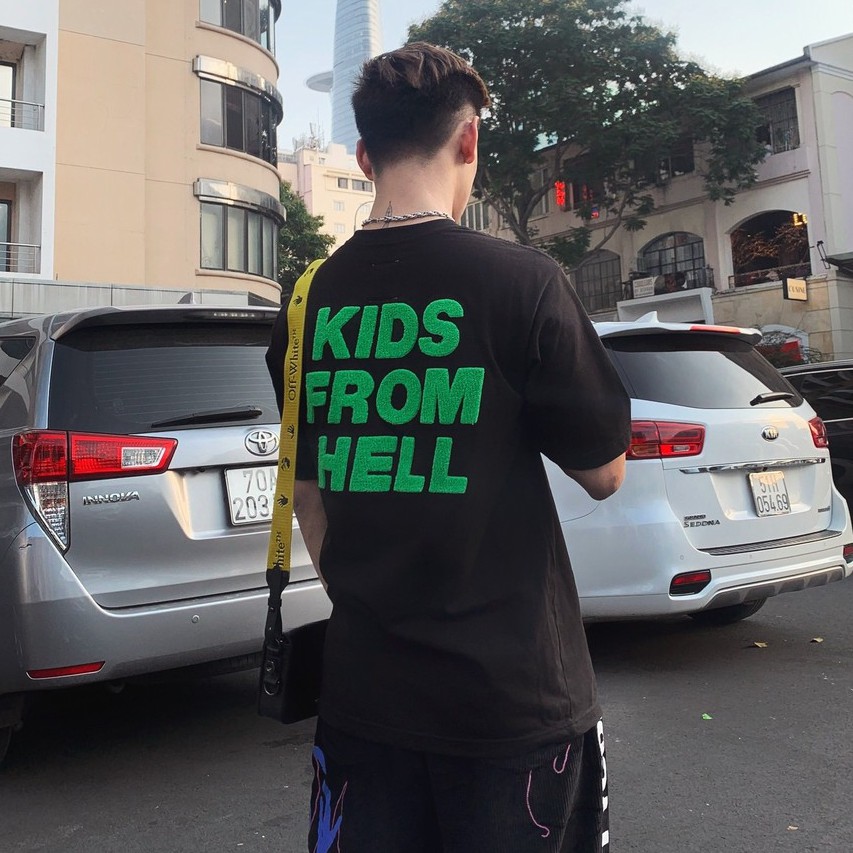 Áo thun tay ngắn KIDS FROM THE HELL chất liệu cotton kiểu dáng unisex - PLAY DIRTY STREETWEAR