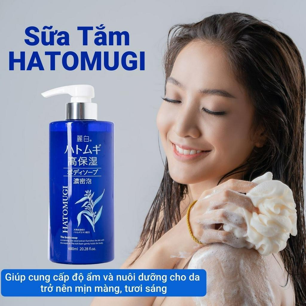 Sữa Tắm Hatomugi Ý Dĩ dưỡng ẩm sâu và làm sáng da 600ml Reihaku Moisture Rich Body Soap
