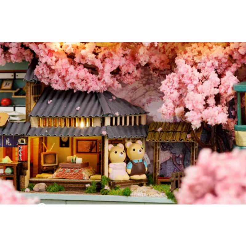Kèm giá đỡ, keo dán và pin - Mô hình nhà gỗ búp bê Dollhouse DIY - Q007 Q008 Q009 Box Theatre