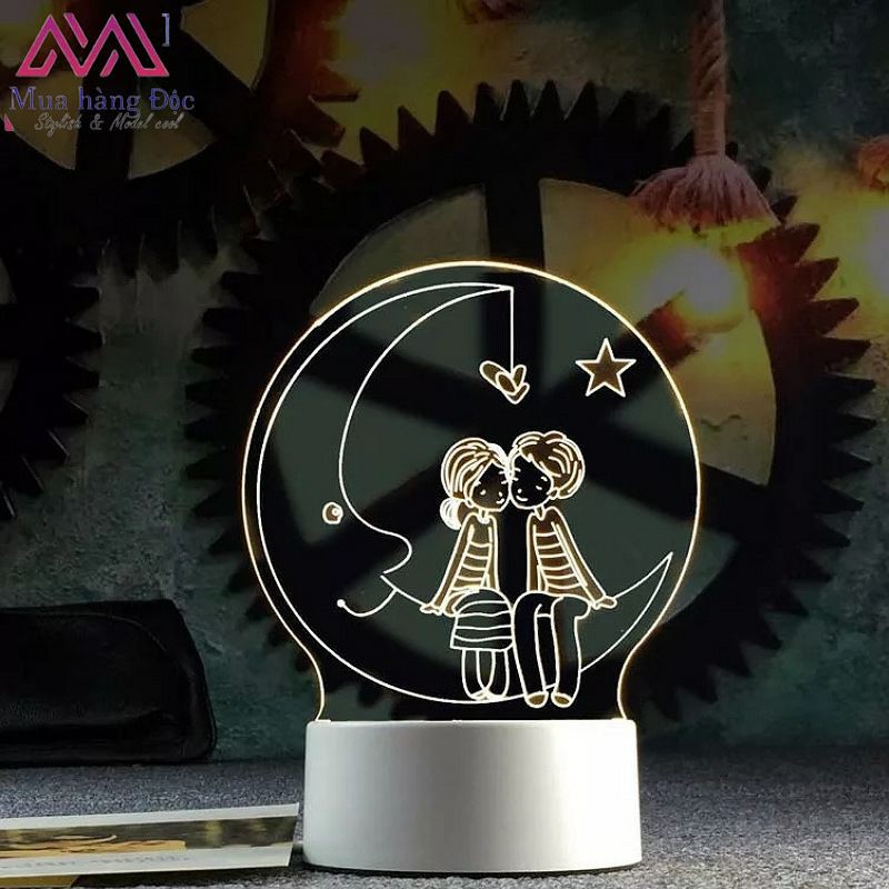 [Quà Tặng Người yêu] Đèn led giáng sinh 3D love 💋❤❤