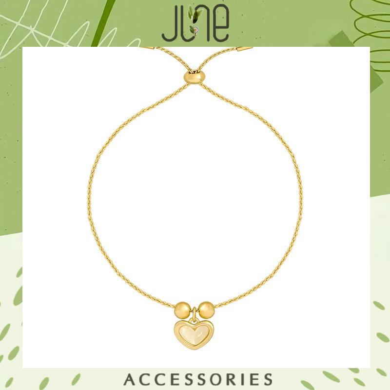 Lắc Tay Vòng Tay Nữ Trái Tim đính đá zircon Có Dây Rút Chỉnh Kích Thước thông minh Phong Cách Retro June