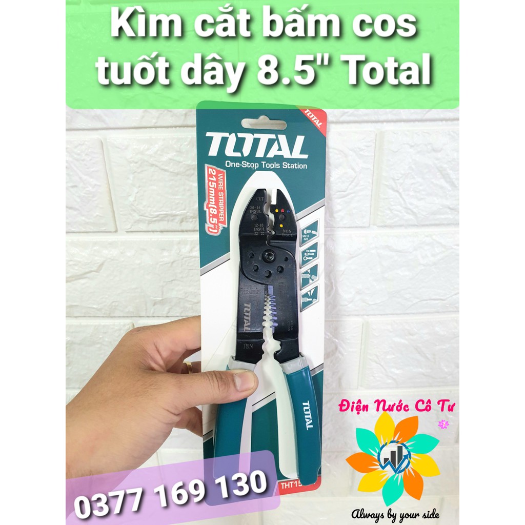 Kìm cắt/tuốt dây điện/bấm COS cao cấp 8.5inch 215mm Total