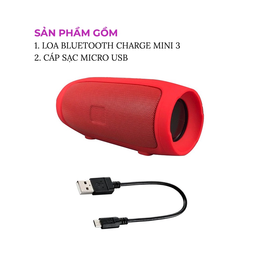 Loa Bluetooth Không Dây Mini 3 Kava Store Vỏ Nhôm Âm Thanh Sống Động Hỗ Trợ Khe Cắm Thẻ Nhớ Và USB Có Đài FM