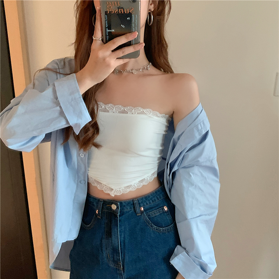Áo Croptop Sát Nách Phối Ren Hoa Cho Phái Nữ | BigBuy360 - bigbuy360.vn