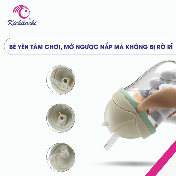 Bình tập uống nước chống sặc, chống đổ hình Khủng Long 240ml Kichilachi