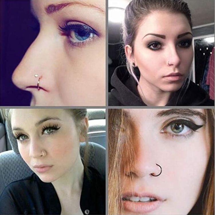 Khuyên Mũi Kẹp Nostril Cánh Mũi Khuyên Môi Không Cần Xỏ Lỗ Thép Titan Không Gỉ