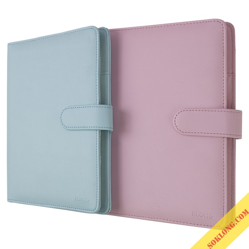 Sổ còng bìa da PU Klong Caro 5x5 A5 100 trang MS 992 bìa Pastel Sổ binder làm bullet journal cao cấp SOKLONG