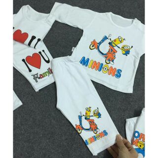 Set 5 bộ dài trắng cho bé, hình in ngẫu nhiên