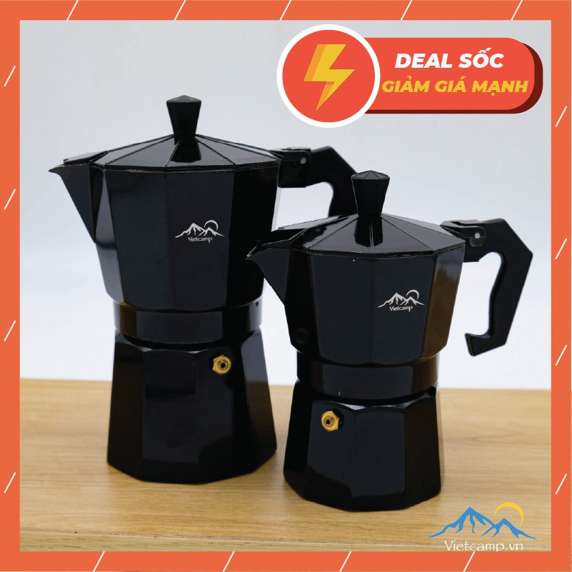 Bình đun cafe Espresso siêu tốc Moka Pot màu đen - 250 ml  - Pha được 8 shot