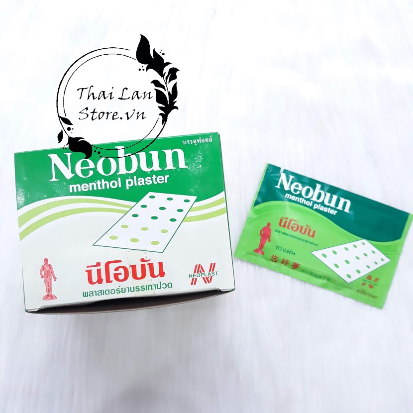 Cao dán giảm đau neobun menthol plaster thái lan 1 gói 10 miếng - ảnh sản phẩm 2