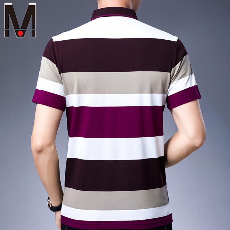 Áo Thun Polo Nam Tay Ngắn Họa Tiết Sọc Ngang Phối Màu Đơn Giản Thời Trang | BigBuy360 - bigbuy360.vn