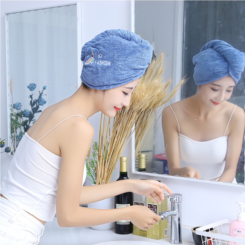 (trái cây)Khăn quấn tóc nhanh khô cotton 2 lớp hình trái cây