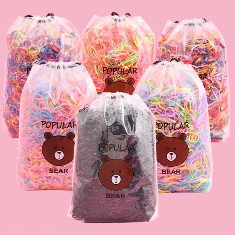 sét 1000 dây buộc tóc túi gấu cho bé