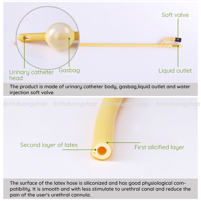 DÂY ỐNG FOLEY THÔNG TIỂU XÔNG TIỂU DẪN LƯU NƯỚC TIỂU 2 NHÁNH CÁC SIZE 8FR 10fr 12fr 14fr 16fr 18fr 20fr 22fr 24fr
