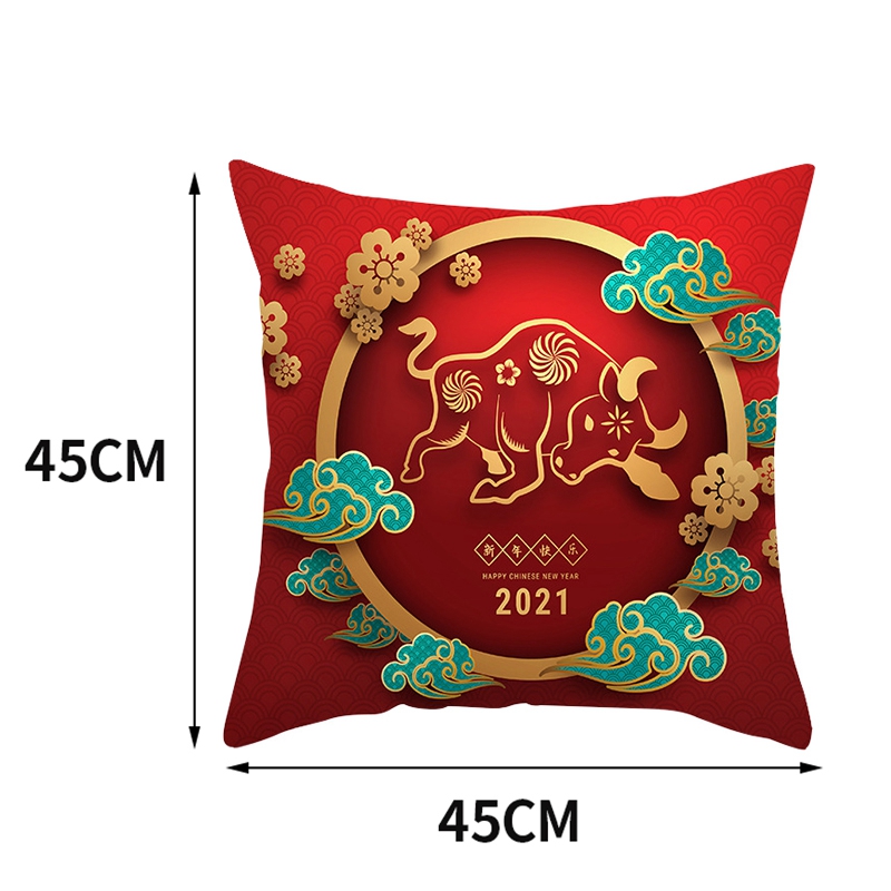 Vỏ Gối In Hình Chúc Mừng Năm Mới 45x45cm