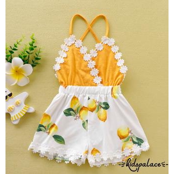 Bộ Bodysuit Một Mảnh Không Tay Hình Quả Chanh Dễ Thương Cho Bé