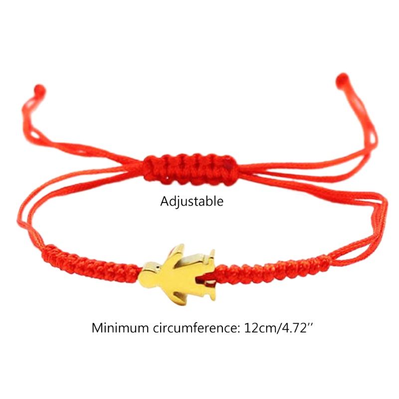 Vòng Tay Bện Dây Đỏ May Mắn Bằng Thép Không Gỉ Dễ Thương Cho Bạn Gái