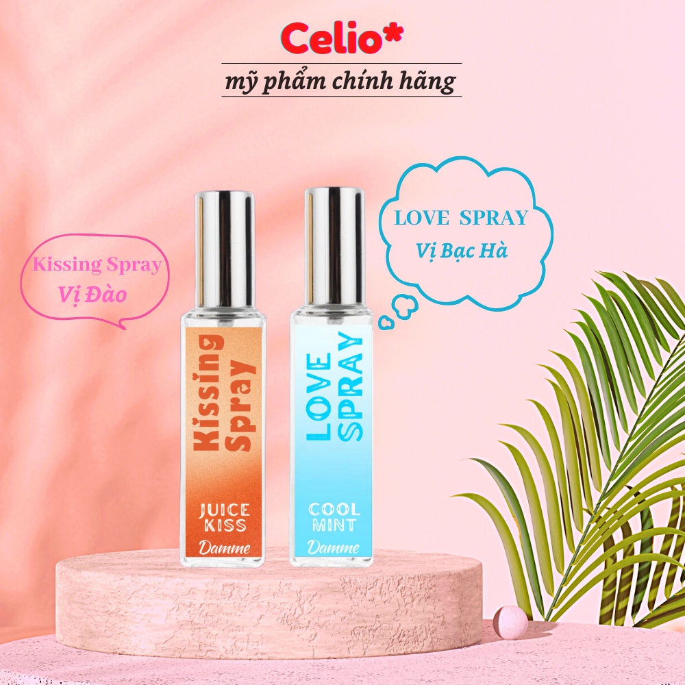 Xịt Thơm Miệng Kissing Spray Damme CeLio Xịt Khử Mùi Hôi Miệng 20ml Hương Juicy Kiss vị Đào Ngọt Ngà