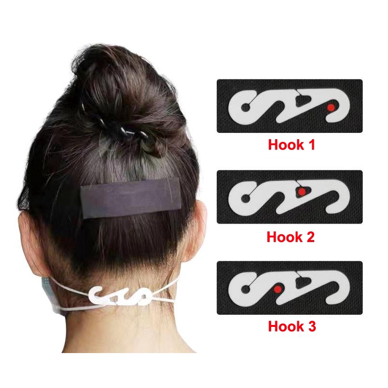 5pcs Khóa nối dây khẩu trang đeo tai dễ điều chỉnh nhiều nấc hình chữ S Mask Hook Ear Rope Buckle S-type Bleach Ear Artifact Multi-level Adjustment Ear Hanging Rope Extension Buckle Suitable for Home Living Clothing Soothing Tension