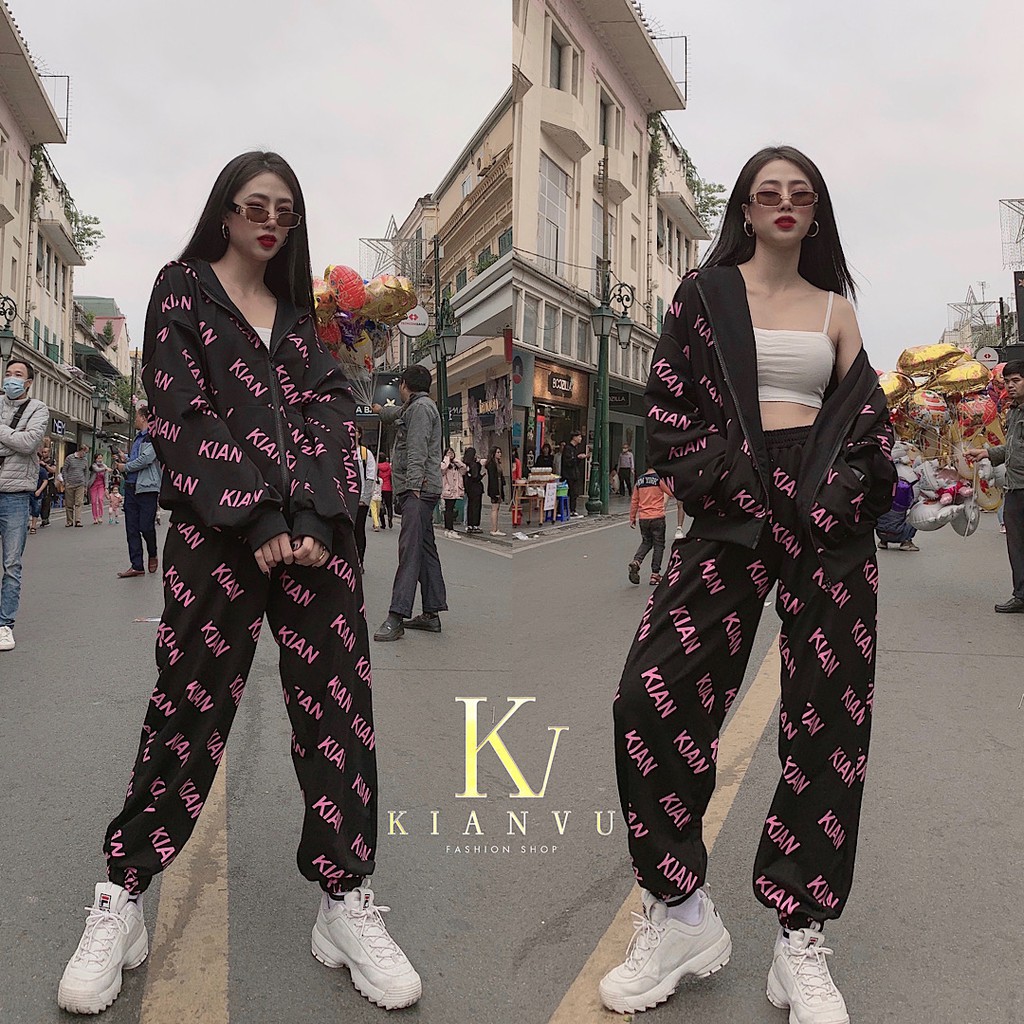 Set Cotton Da Cá Hoodie Zipper Kèm Quần Jogger - Kianvu