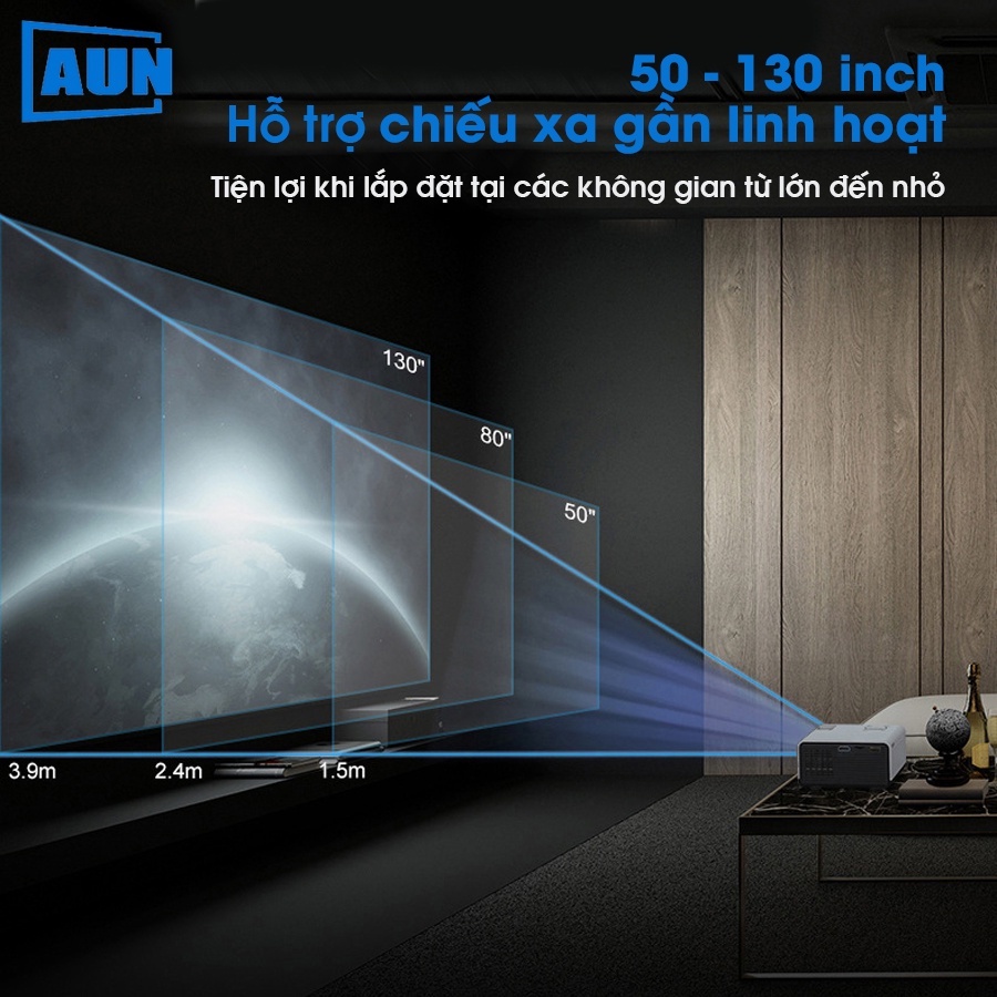 Máy chiếu mini Aun C90 promax - xem phim giải trí gia đình