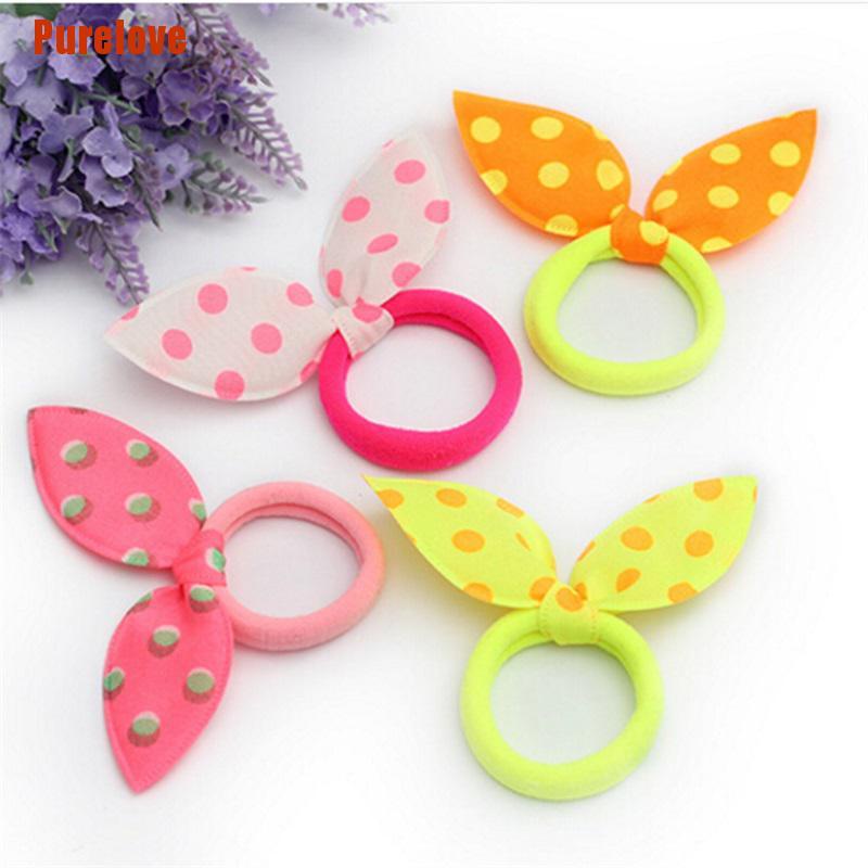 Bộ 10 Dây Cột Tóc Tai Thỏ Co Giãn Dễ Thương