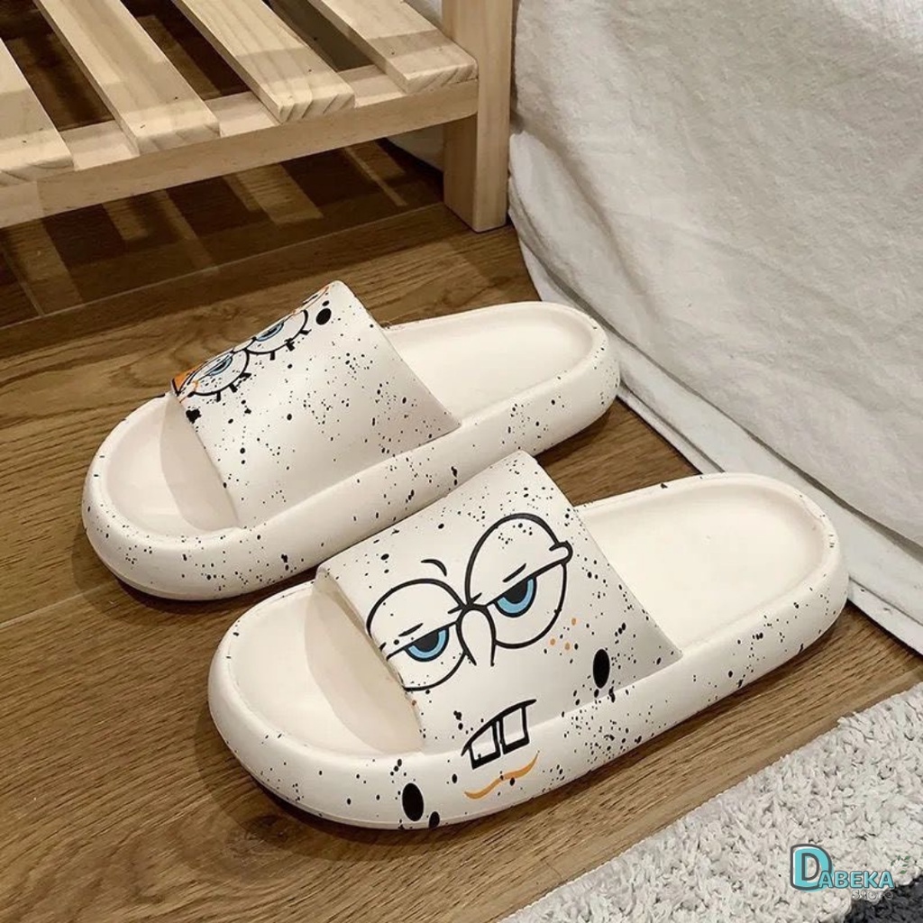 Dép Quai Ngang Hở Mũi Đế Cao Unisex Ulzzang Hoạ Tiết Cute - Dép Đế Bánh Mì Nam Nữ Hoạt Hình Ngộ Nghĩnh - Dabeka - D035