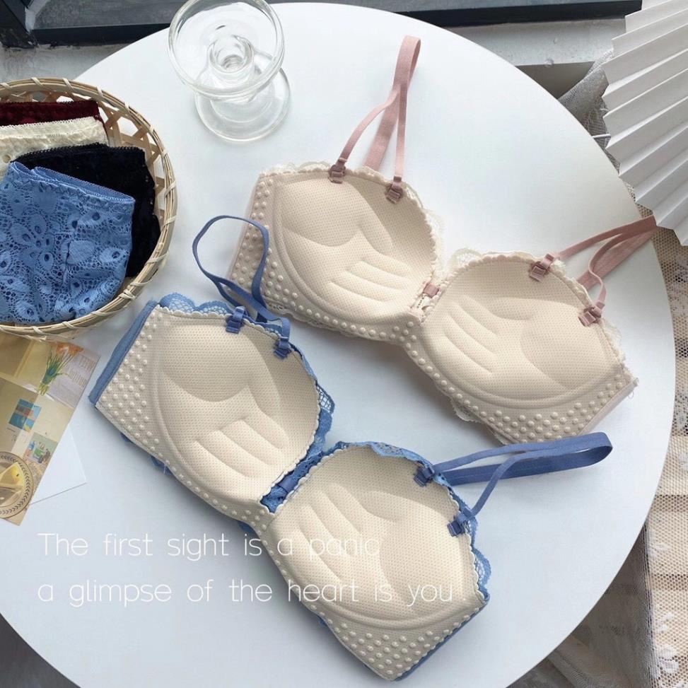 Áo Lót Nữ Đệm Dày Hình Bàn Tay Thông Hơi Không Gọng Nâng Ngực Ren 2 Dây Trong 1 Sexy 0779