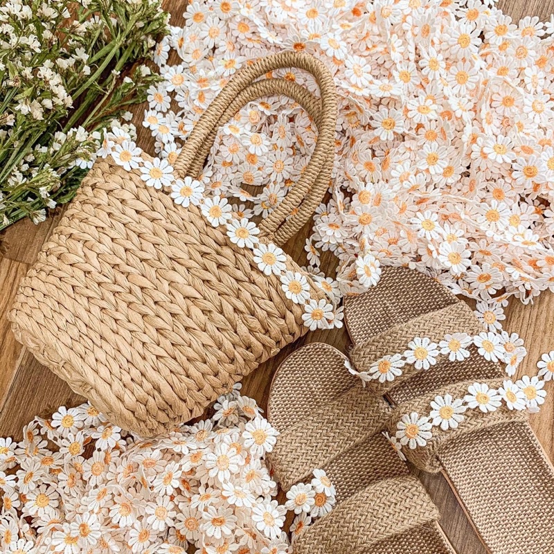 Dép Cói Bố Bông Cúc 2 Ngang Shoes Paradise DC