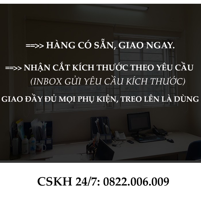 Rèm cuốn chống nắng 100%, rèm che cửa sổ đầy đủ phụ kiện (Làm mọi kích thước, Rèm có sẵn)