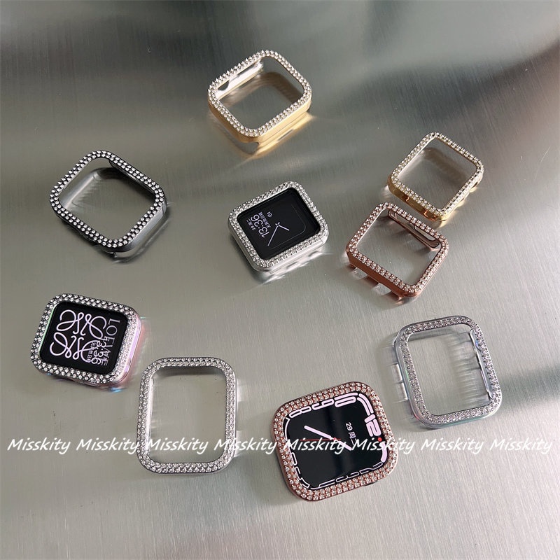 Ốp Bảo Vệ Mặt Đồng Hồ Đính Kim Cương Cho Apple watch Series 7 6 SE 5 4 3 2 1 45mm 41mm Iwatch 6 5 4 40mm 44mm