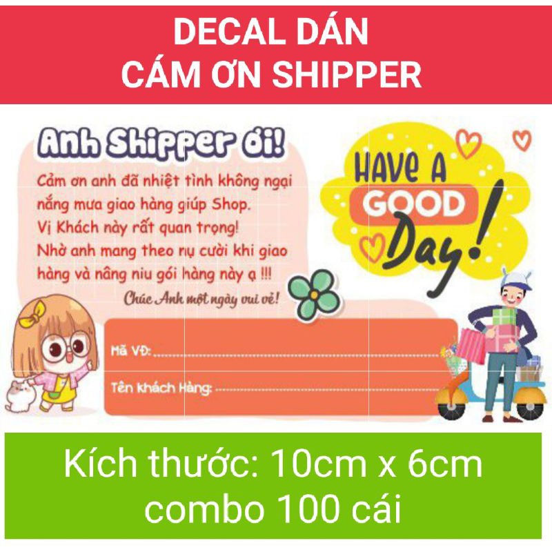 (SIÊU RẺ) combo 100 Tem dán cảm ơn shipper, NHÃN CÁM ƠN SHIPPER-M5