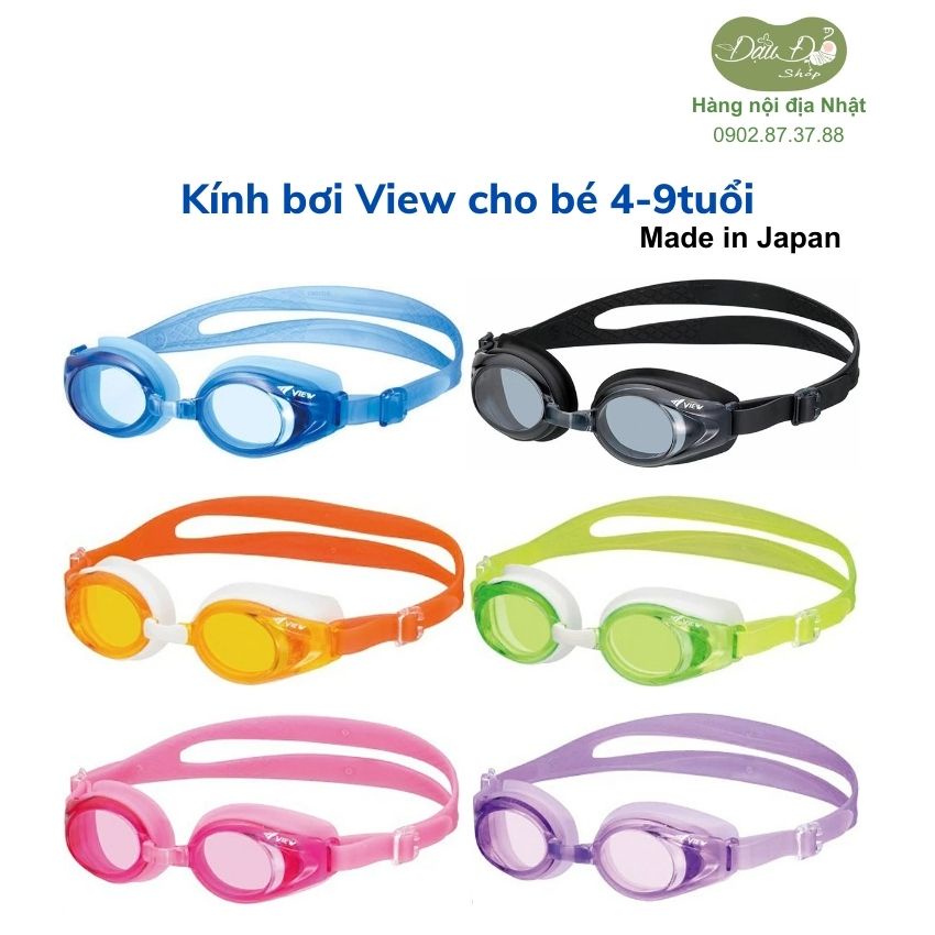 [MADE IN JAPAN - NHIỀU MÀU] kính bơi Nhật chống tia UV, kháng khuẩn hiệu View cho bé từ 4-9 tuổi