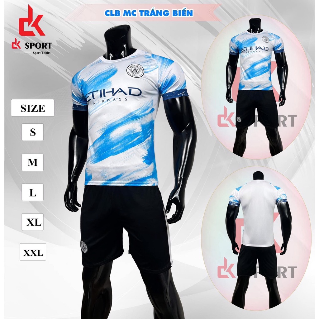Bộ quần áo đá banh Man City Trắng Xanh biển