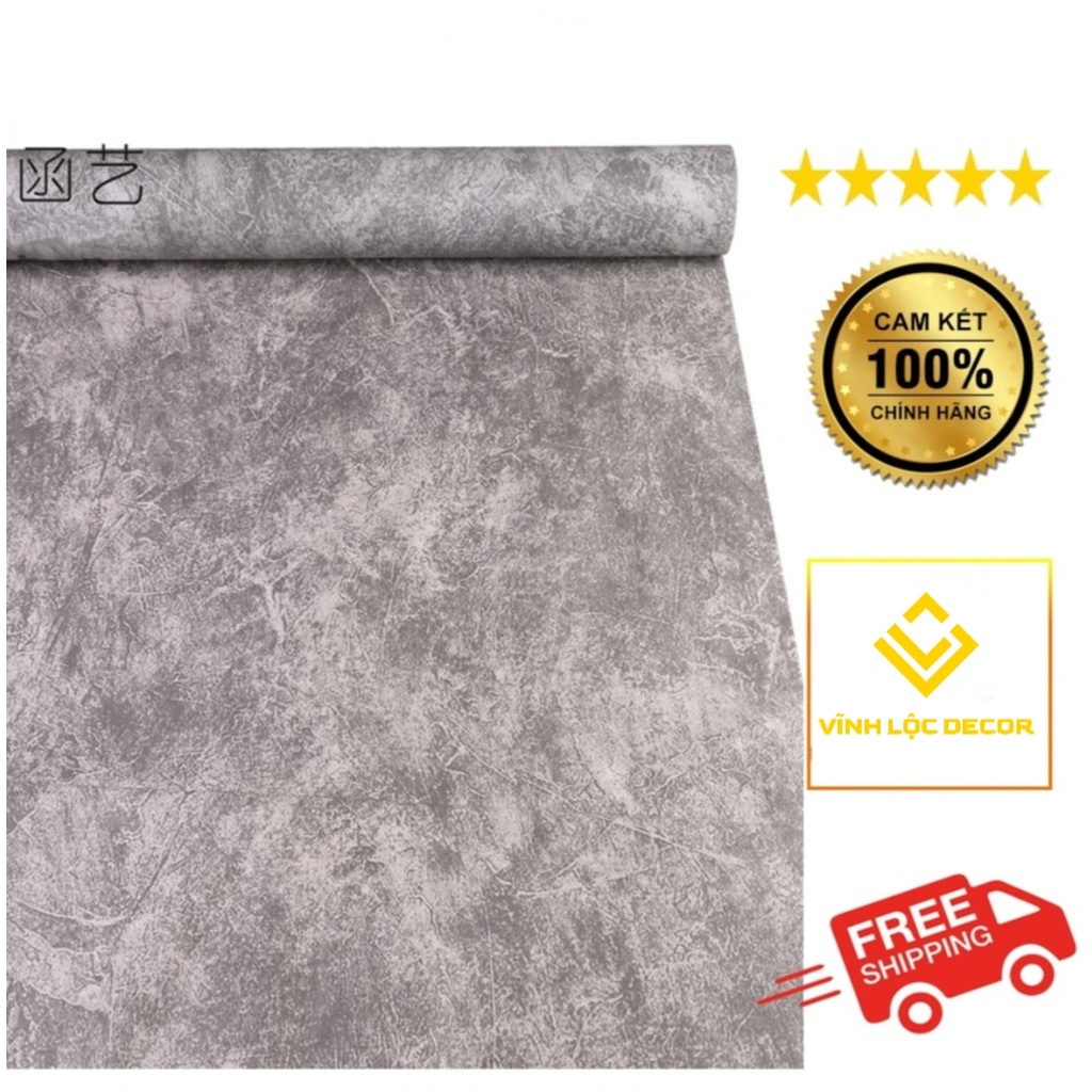 10 MÉT Giấy Dán Tường Xi Măng Bê Tông Nhám Có Keo Chống Thấm Nước khổ 45cm